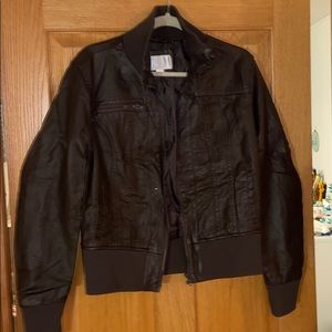 Leather bomber jacket